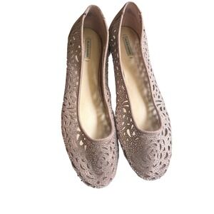 Alex Marie Rose Gold Laser Cut Rhinestone Ballet Flats Womens 10M